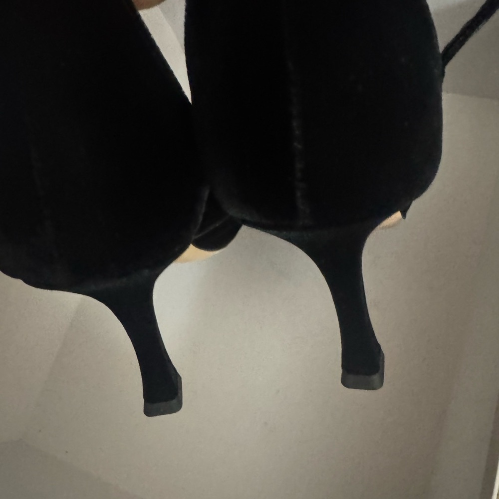 Jimmy Choo Black Velvet Heels with Sequin Floral Embellishments - Picture 6 of 8